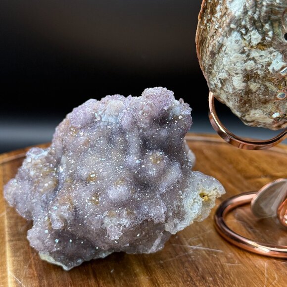 Amethyst Sugar Druzy Pine Cluster with Goethite Inclusions Raw Specimen Crystal - Picture 4 of 10